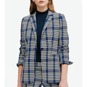 Banana Republic Plaid Long and Lean Stretch Blazer Zs 0 Blue Plaid